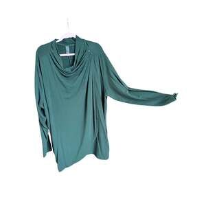Zuda green long sleeve wrap cross blouse top plus size 3X lagenlook cotton rayon